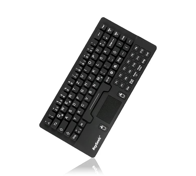 KeySonic KSK-5031IN IP68 Silicone Keyboard with Touchpad (Black) UK