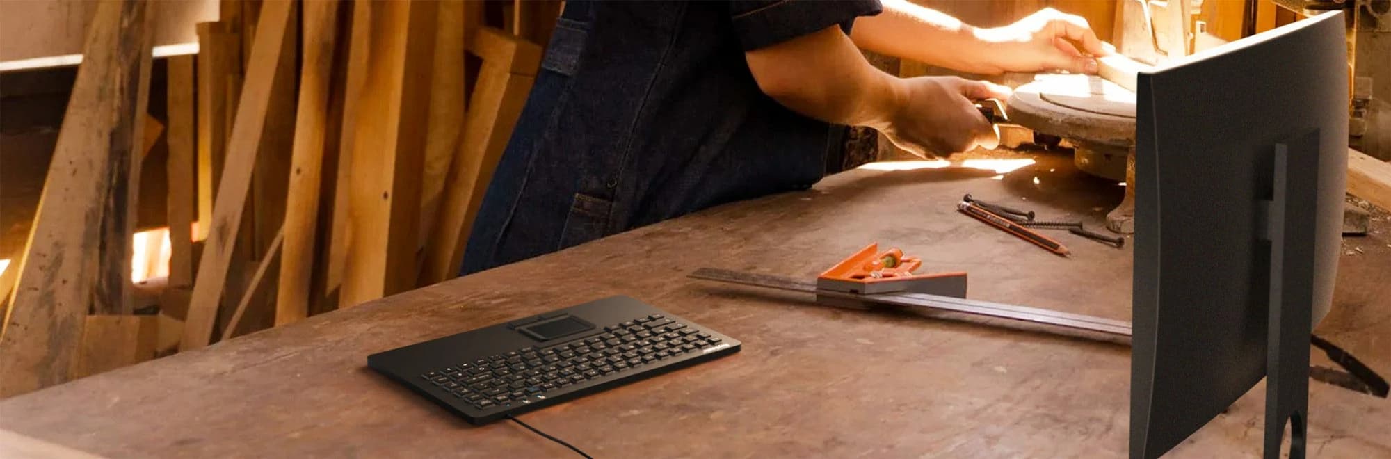 KeySonic KSK-5230 IN Industrial Silicone Keyboard with Touchpad UK (Black)
