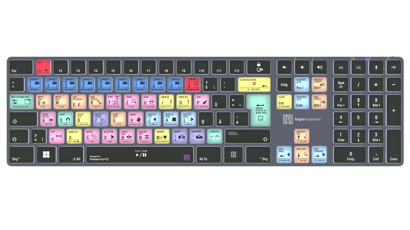 Logickeyboard Adobe Premiere Pro CC Titan Backlit PC (German)