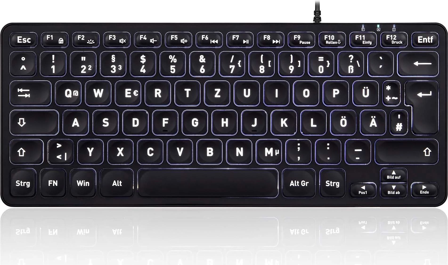 Perixx PERIBOARD-332 Wired Mini Backlit Scissor Keyboard (German)