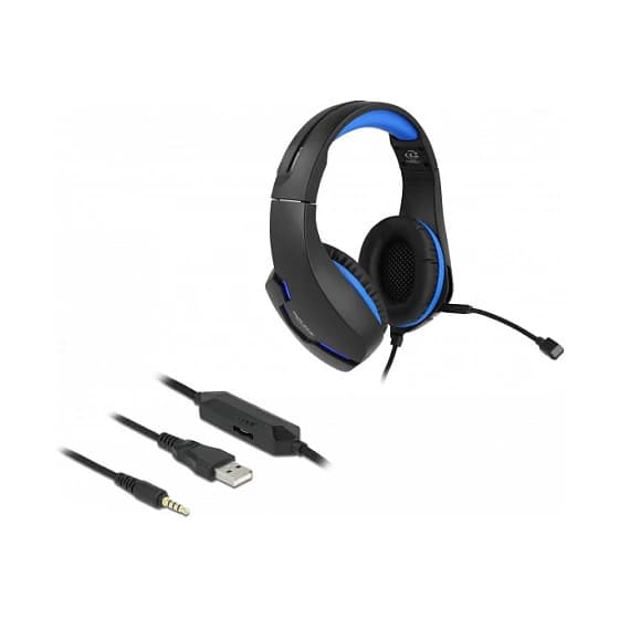 Delock Gaming Headset Over-Ear with Blue LED