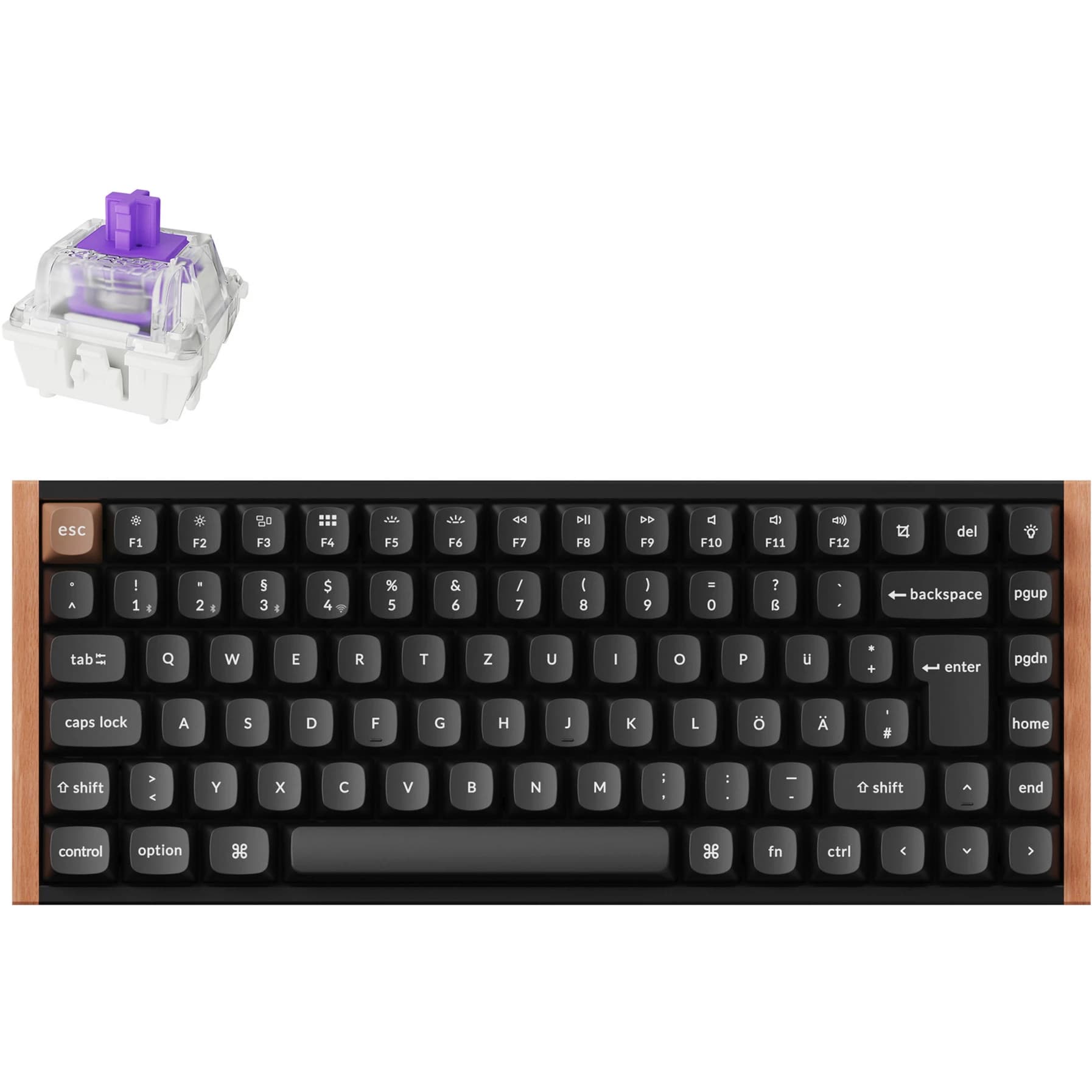 Keychron K2 HE Special Edition (Black/Wood) Gateron Nebula German