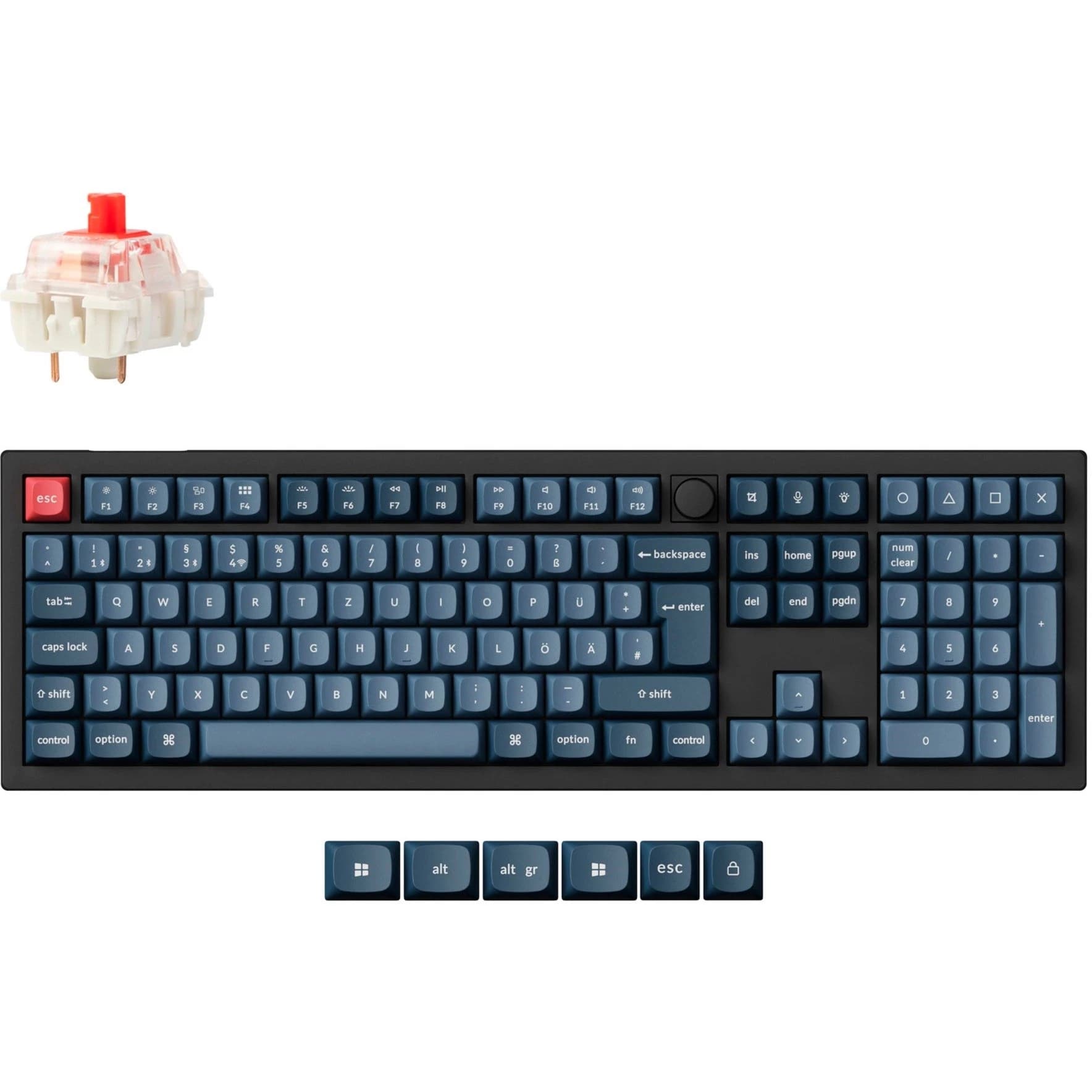 Keychron V6 Max Knob (Carbon Black) Gateron Jupiter Red German