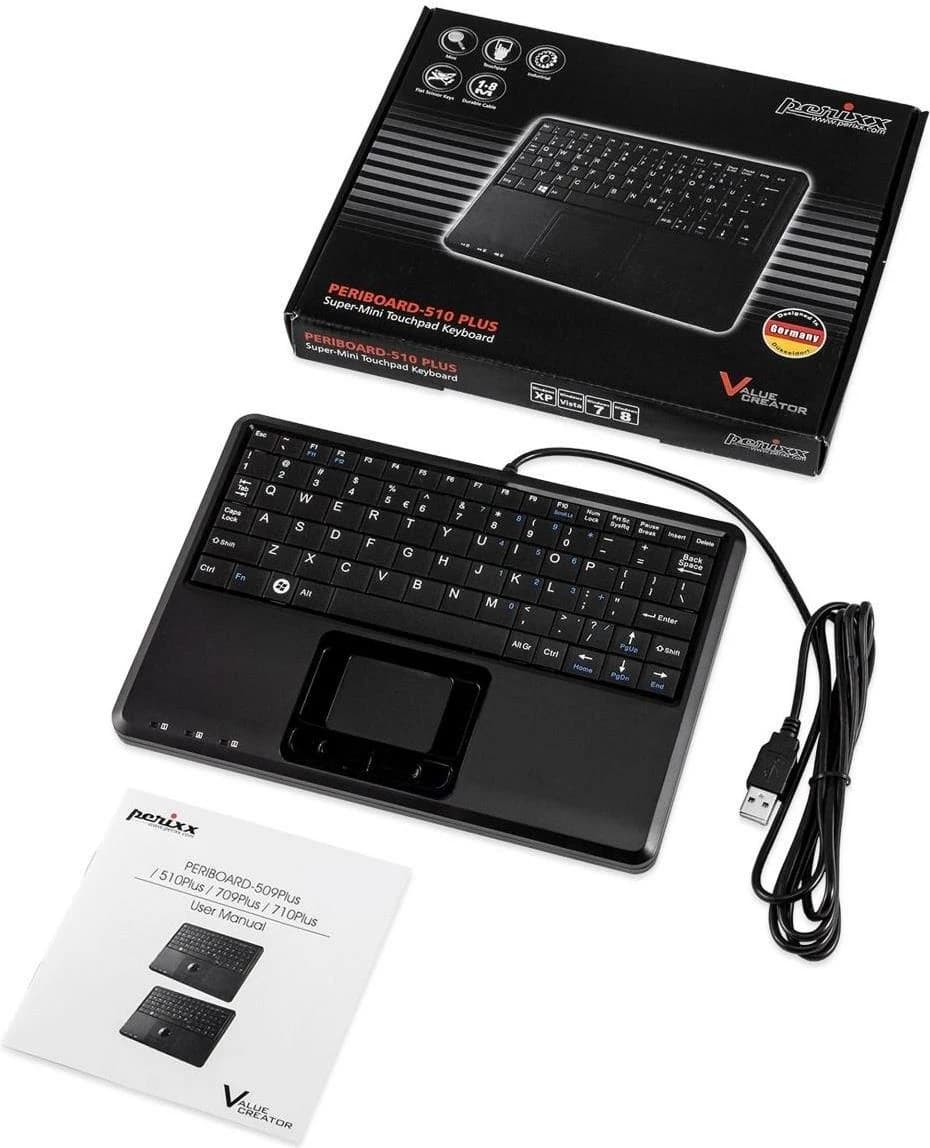 Perixx PERIBOARD-510 H Plus Wired Compact Touchpad Keyboard (Spanish)