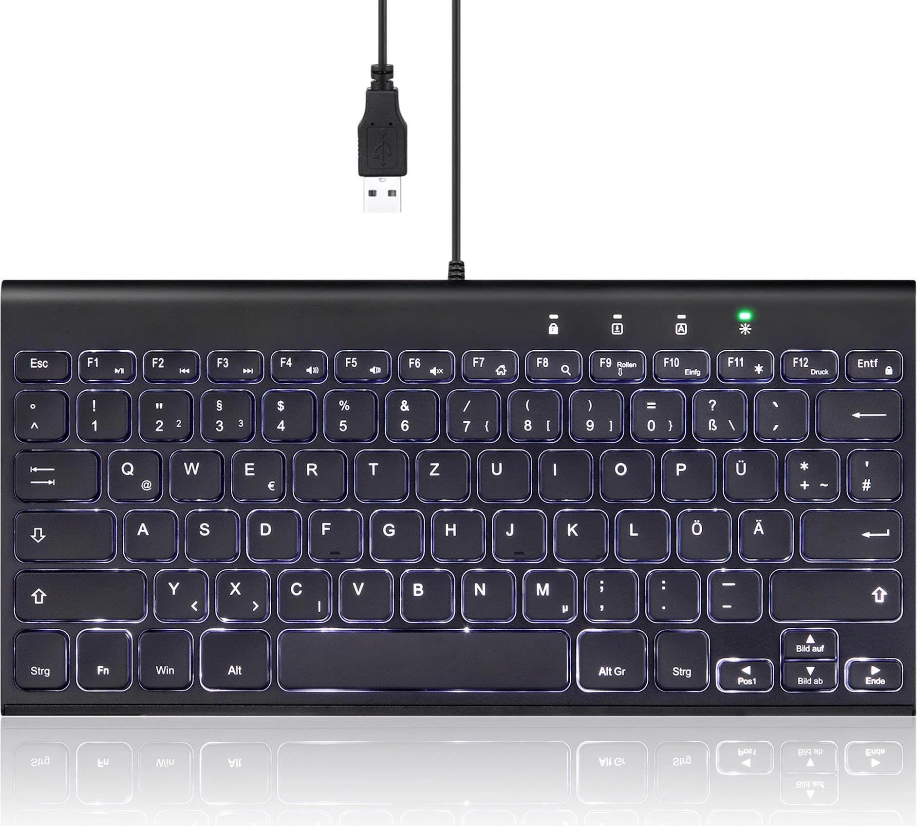 Perixx PERIBOARD-429 Wired Slim Mini Backlit Keyboard (German)