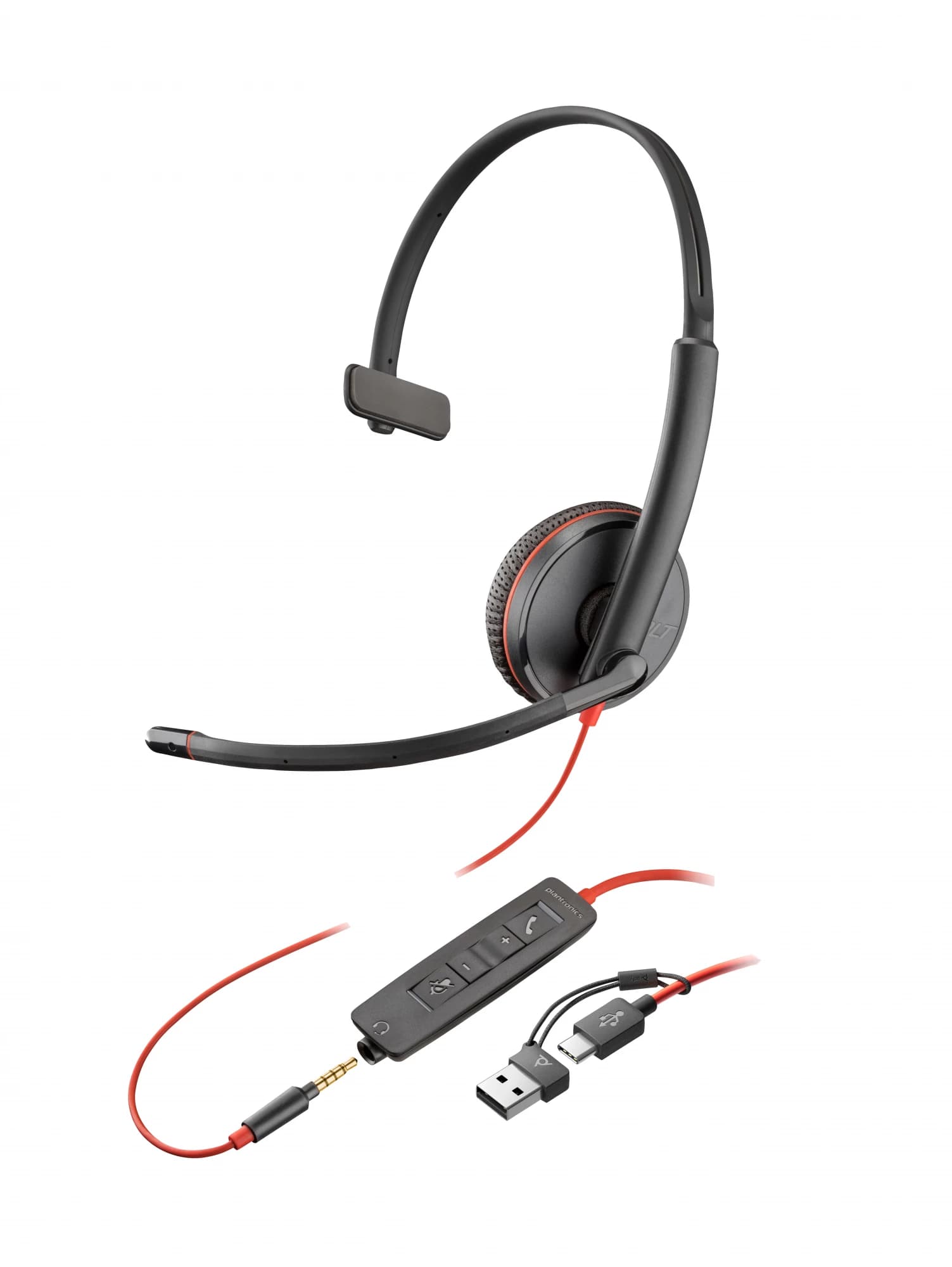 HP Poly Blackwire 3215 Monaural USB-C Headset + 3.5mm + USB-C/A Adapter (Bulk)